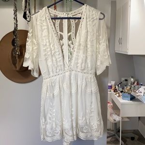 Honey punch lace romper